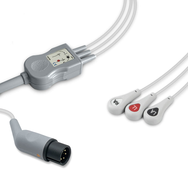 Mindray/Datascope ECG Direct-Connect Cable 3-Lead Adult/Pediatric Snap - w/ Resistance