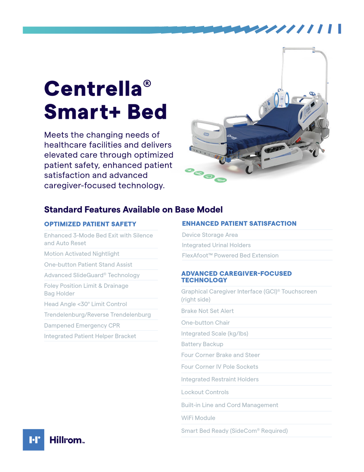 Hillrom P7900 Centrella Smart+ Bed w/ Centrella Pro Surface Remote & M ...