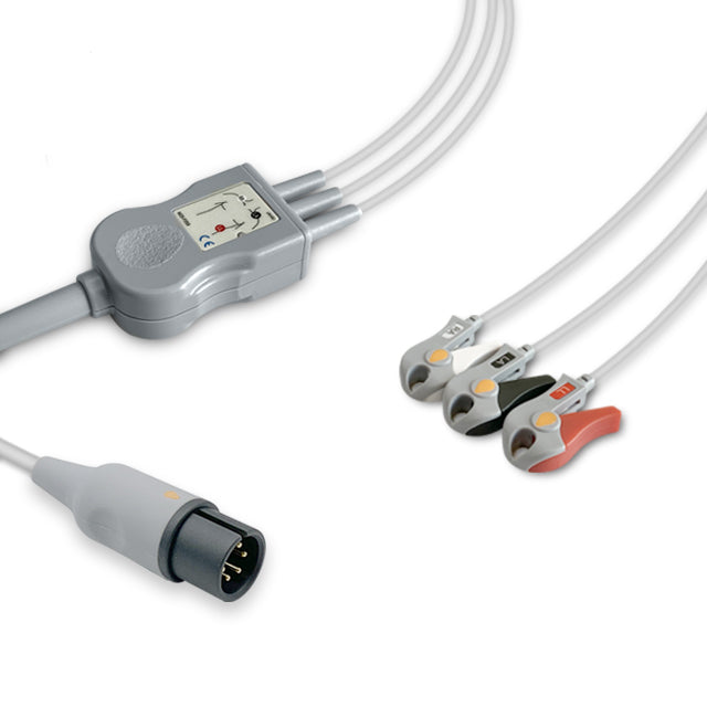 AAMI ECG Direct-Connect One Piece Cable 3-Lead Adult Pinch/Grabber