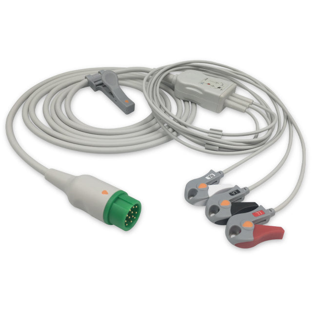 Mindray / Datascope ECG Direct-Connect Cable 3-Lead Adult/Pediatric Pinch/Grabber - 040-000964-00