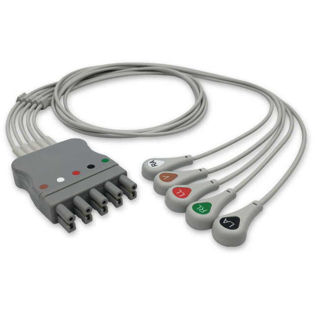 Philips ECG Leadwire Cable 5-Lead Adult/Pediatric Snap (Grouped) - M1625A