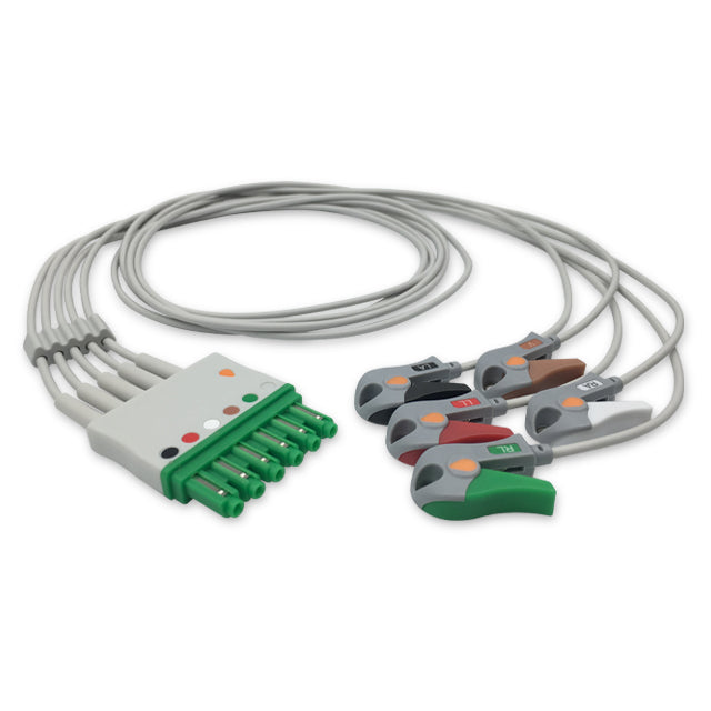 Draeger/Siemens ECG Leadwire Cable 5-Lead Adult/Pediatric Pinch/Grabber (Molded) - MP03404
