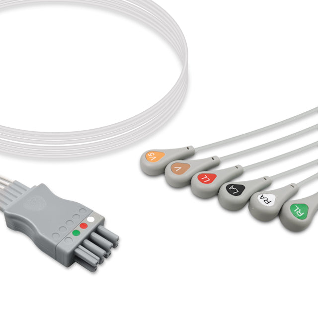 Nihon Kohden ECG Leadwire Cable 6-Lead Adult/Pediatric Snap - BR-916PA
