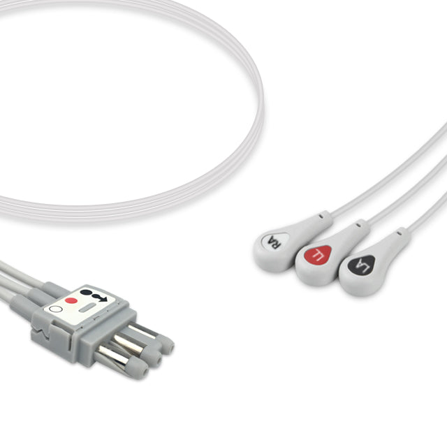 Spacelabs ECG Leadwire Cable 3-Lead Adult/Pediatric Snap (Molded) - 700-0007-35