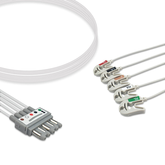 Spacelabs ECG Leadwire Cable 5-Lead Adult/Pediatric Pinch/Grabber (Molded) - 700-0006-37