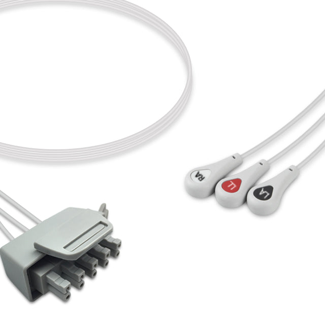 Philips ECG Telemetry Leadwire Cable 3-Lead Adult/Pediatric Snap - M2590A