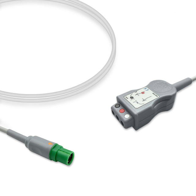 Draeger / Siemens ECG Trunk Cable 3-Lead Din-Style Connector Adult/Pediatric