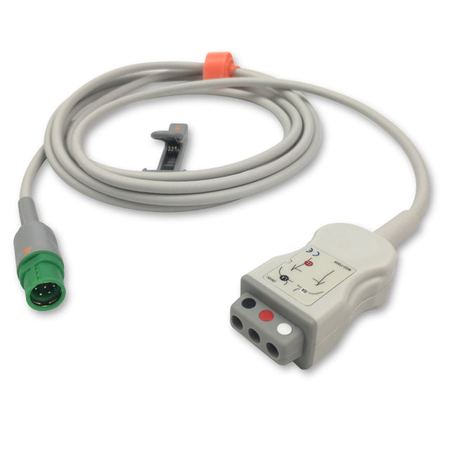 Draeger / Siemens ECG Trunk Cable 3-Lead Din-Style Connector Adult/Pediatric